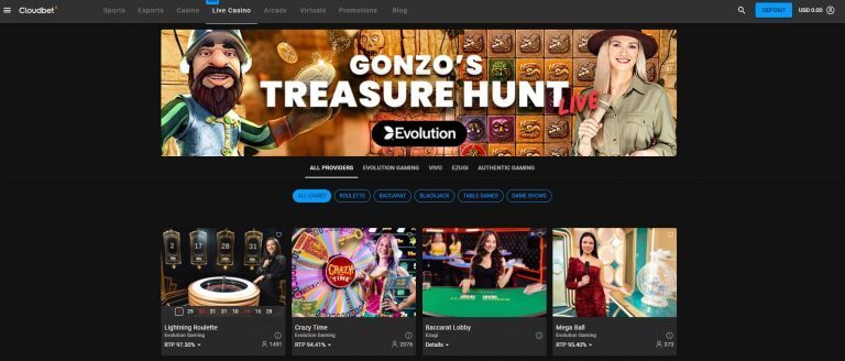 Cloudbet Live Casino Games