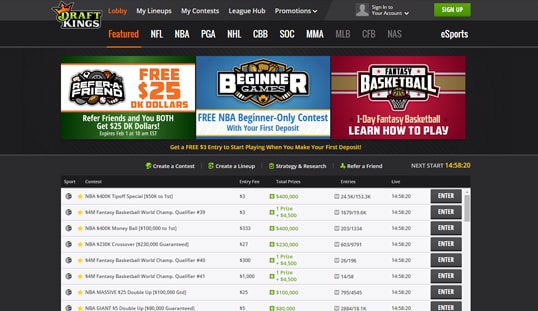 DraftKings Lobby