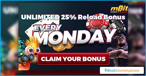 mBit Casino 25% Reload Bonus