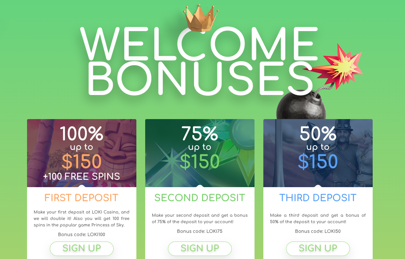 Loki Casino Welcome Bonuses