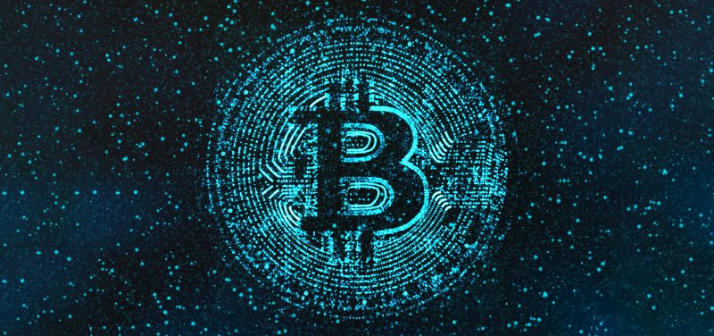 Digital Generated Image Of Illuminated Bitcoin