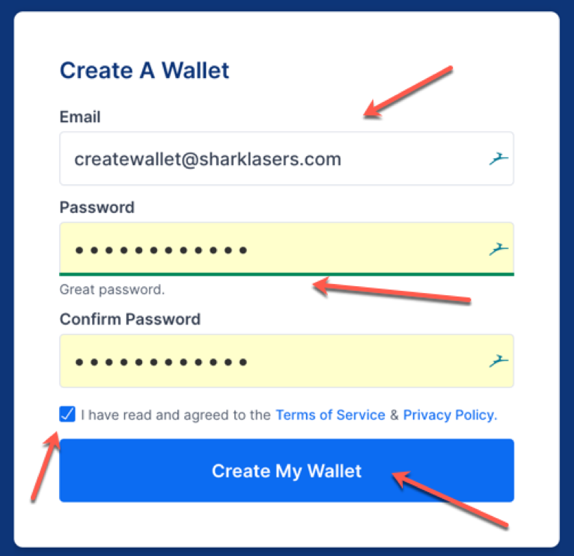 Registering for a crypto wallet